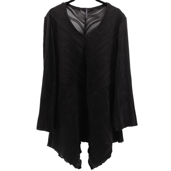 IC by Connie K Black Textured Artsy Whimsigoth Fairy Ethereal Blouse Size L - Picture 2 of 10